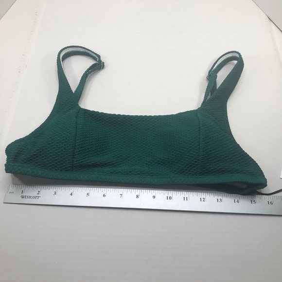 Shade And Shore Women's Size XL 16-18 Textured Square Neck Bralette Swim Green - Picture 10 of 16